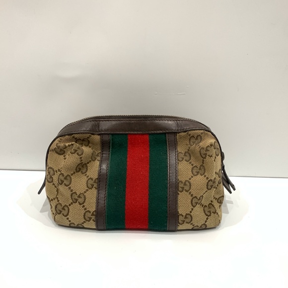 Gucci Brown GG Canvas Sherry Line Pouch Sku#85510 (Gently used, color fading) - Picture 1 of 15